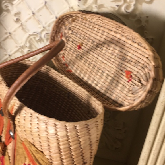 Awesome Wicker Rattan Boho Bag Tote EXC Vintage - Picture 14 of 17